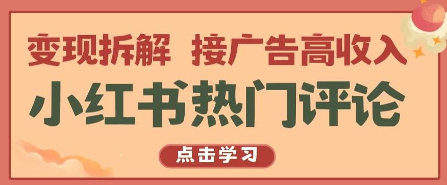 小红书热门评论，变现拆解，接广告高收入【揭秘 】-心语项目网