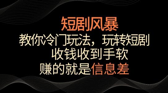 短剧风暴，教你冷门玩法，玩转短剧，收钱收到手软【揭秘】-心语项目网