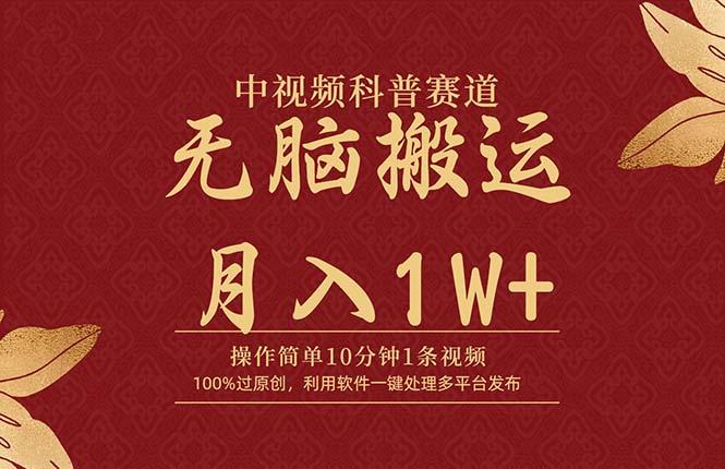 (9846期)中视频科普赛道，10分钟1条视频，条条爆款，100%过原创，无脑搬运月入1W+-心语项目网