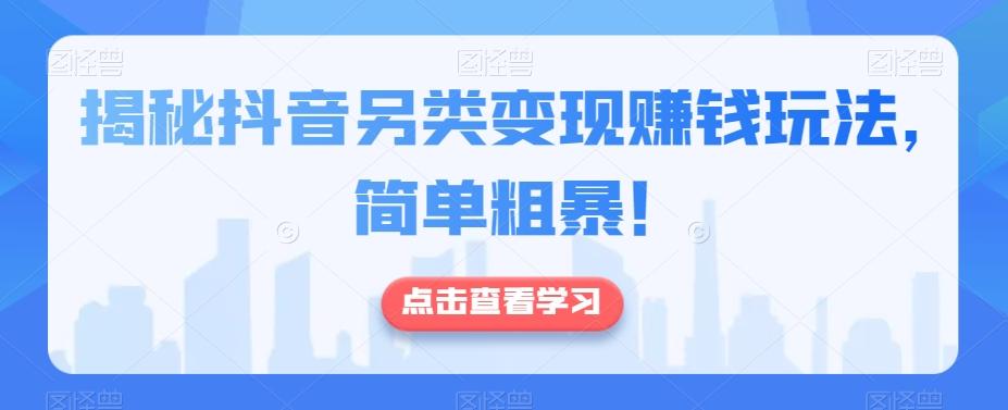 揭秘抖音另类变现赚钱玩法，简单粗暴！-心语项目网