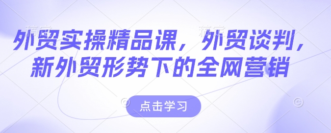 外贸实操精品课，外贸谈判，新外贸形势下的全网营销-心语项目网