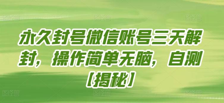 永久封号微信账号三天解封，操作简单无脑，自测【揭秘】-心语项目网