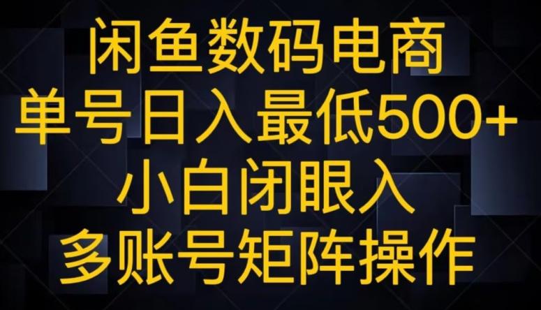 闲鱼数码电商，单号日入最低500+，小白闭眼入，多账号矩阵操作-心语项目网