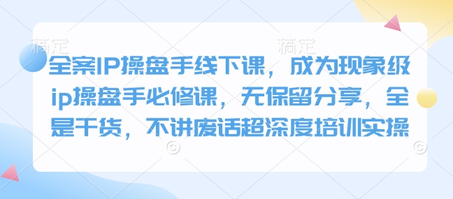 全案IP操盘手线下课，成为现象级ip操盘手必修课，无保留分享，全是干货，不讲废话超深度培训实操-心语项目网