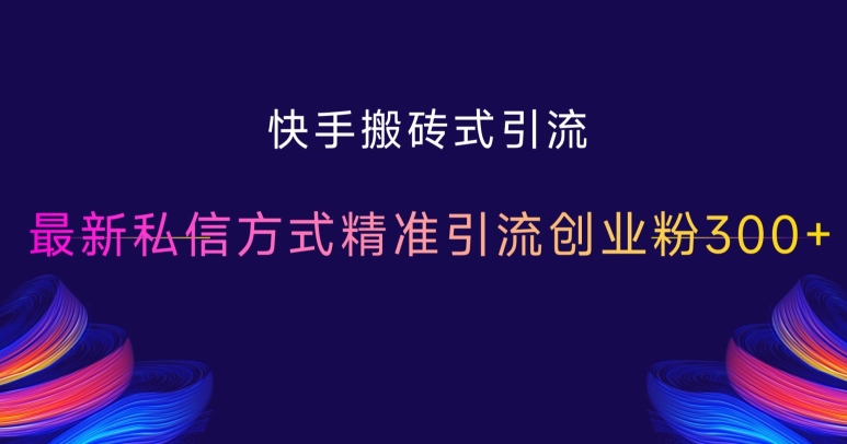 快手搬砖式引流，最新私信方式精准引流创业粉300+-心语项目网