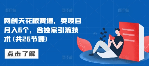 网创天花板赛道，卖项目月入6个，含独家引流技术(共26节课)-心语项目网