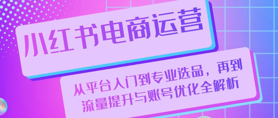 小红书电商运营：从平台入门到专业选品，再到流量提升与账号优化全解析-心语项目网