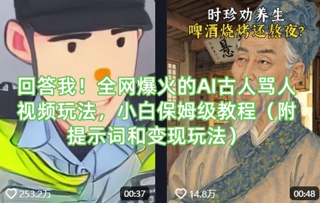 回答我！全网爆火的AI古人骂人视频玩法，小白保姆级教程(附提示词和变现玩法)-心语项目网