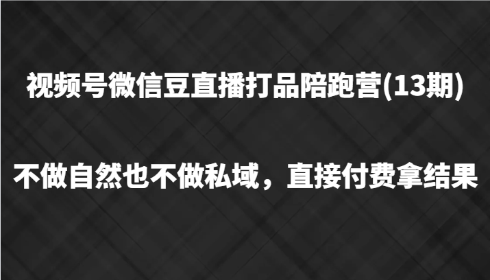 视频号微信豆直播打品陪跑(13期)，不做不自然流不做私域，直接付费拿结果-心语项目网