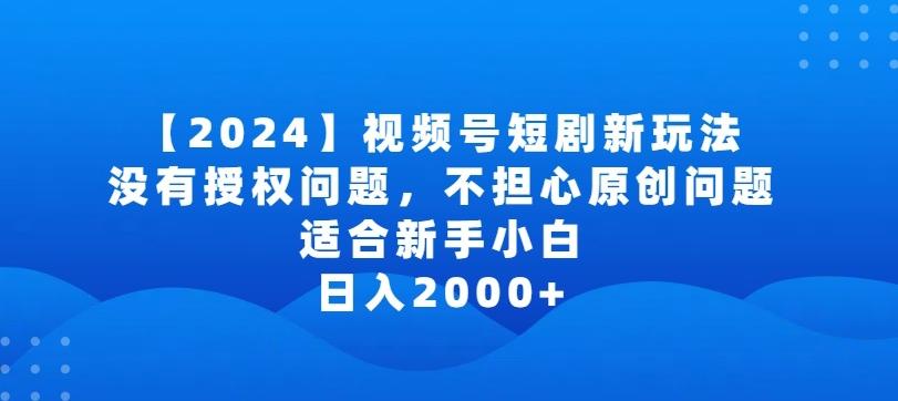 2024视频号短剧玩法，没有授权问题，不担心原创问题，适合新手小白，日入2000+【揭秘】-心语项目网