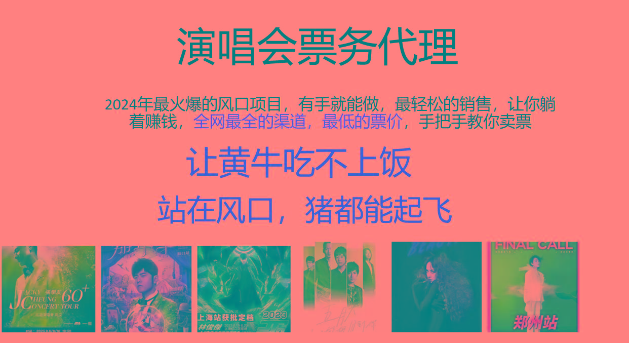 2024年最火爆风口项目，演唱会票务代理，日入2000+，一部手机就能搞定！-心语项目网