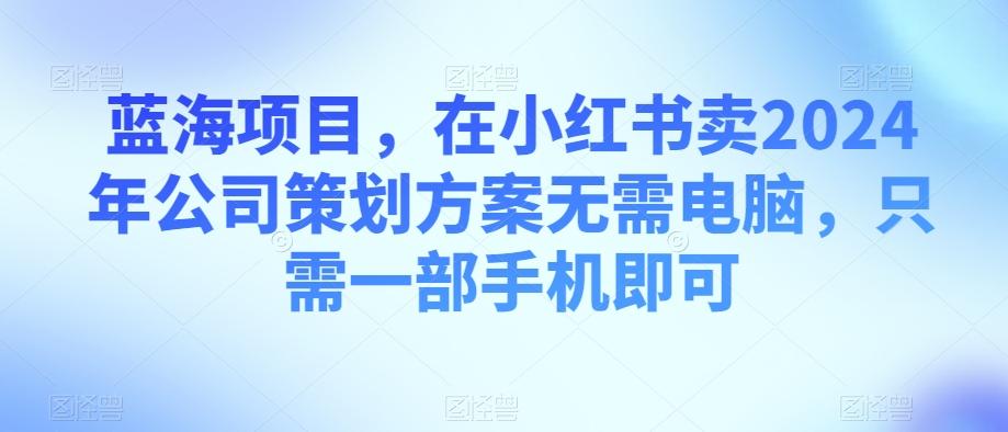 蓝海项目，在小红书卖2024年公司策划方案无需电脑，只需一部手机即可-心语项目网