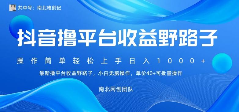 最新撸抖音平台收益野路子，操作简单，单价高，小白可无脑操作可日入1000+-心语项目网