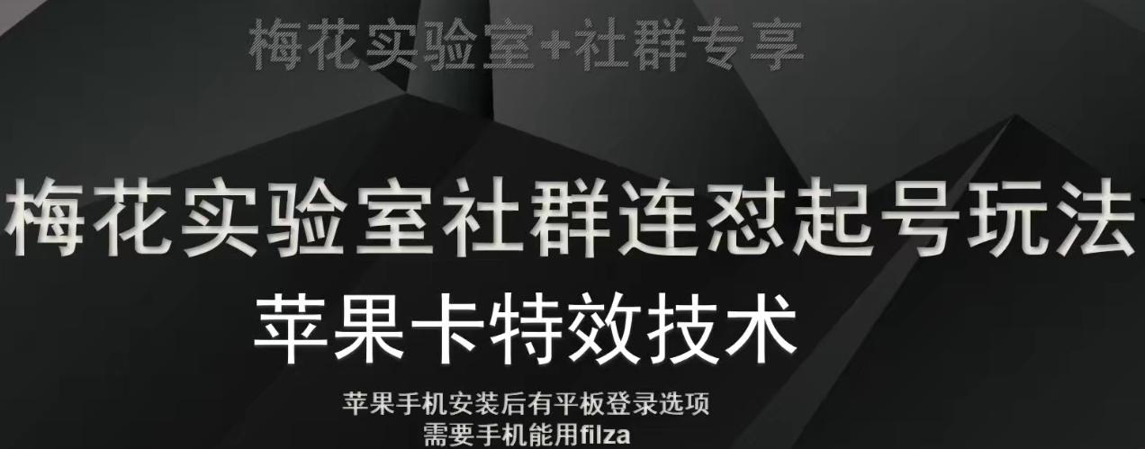 梅花实验室社群视频号连怼起号玩法，最新苹果卡特效技术-心语项目网