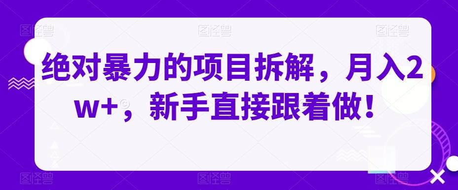 绝对暴力的项目拆解，月入2w+，新手直接跟着做！-心语项目网