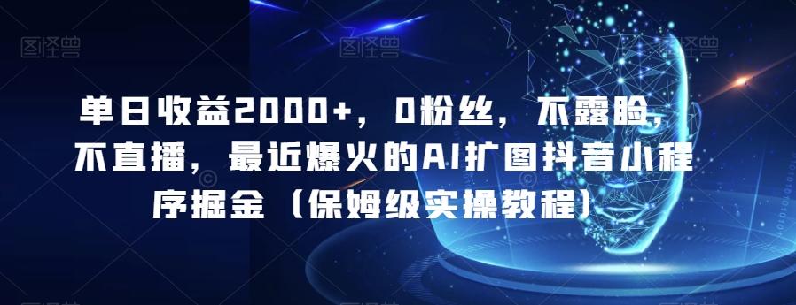 单日收益2000+，0粉丝，不露脸，不直播，最近爆火的AI扩图抖音小程序掘金（保姆级实操教程）-心语项目网