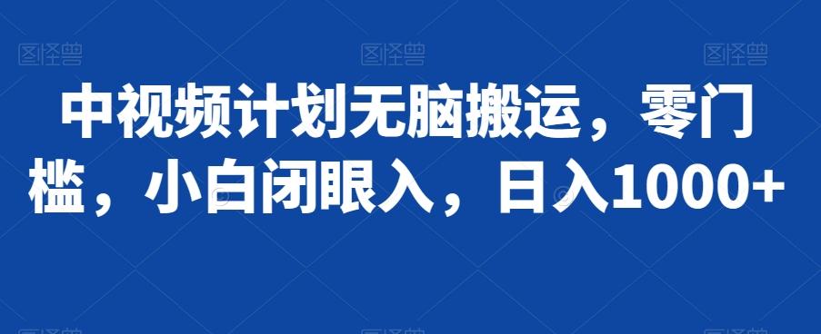 中视频计划无脑搬运，零门槛，小白闭眼入，日入1000+-心语项目网