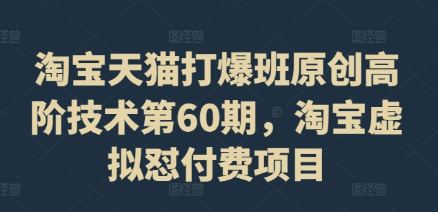 淘宝天猫打爆班原创高阶技术第60期，淘宝虚拟怼付费项目-心语项目网