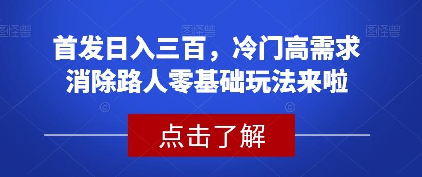 首发日入三百，冷门高需求消除路人零基础玩法来啦【揭秘】-心语项目网