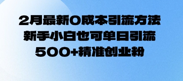 2月最新0成本引流方法，新手小白也可单日引流500+精准创业粉-心语项目网