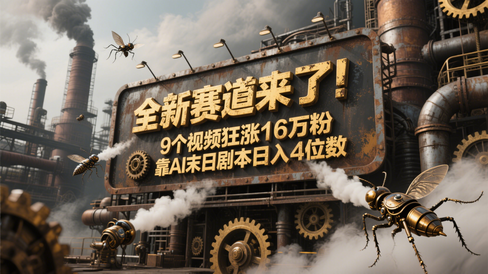 全新赛道来了!9个视频狂涨16万粉,靠AI末日剧本日入4位数,评论区爆肝追更!-心语项目网