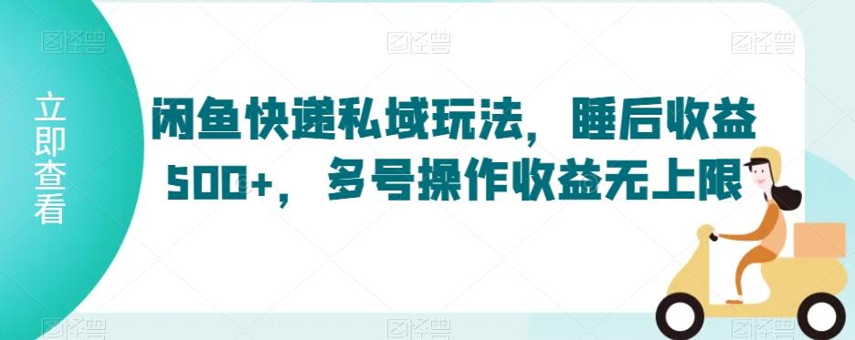 闲鱼快递私域玩法，睡后收益500+，多号操作收益无上限【揭秘】-心语项目网