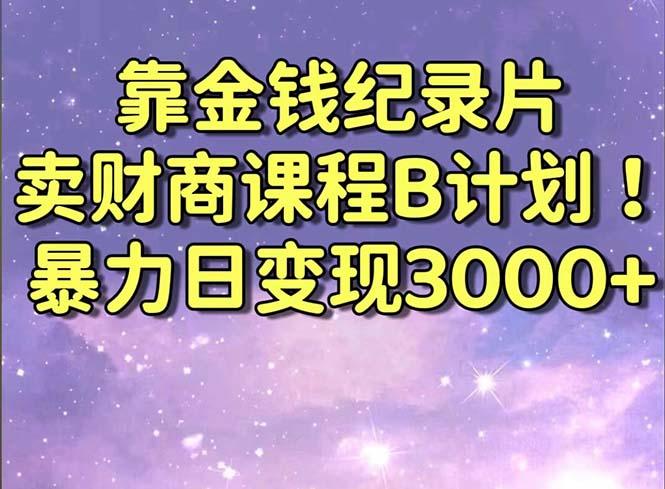靠金钱纪录片卖财商课程B计划！暴力日变现3000+，喂饭式干货教程！-心语项目网