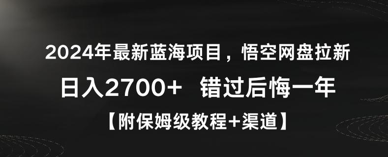 2024年最新蓝海项目，悟空网盘拉新，日入2700+错过后悔一年【附保姆级教程+渠道】【揭秘】-心语项目网