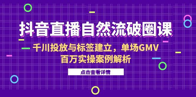 抖音直播自然流破圈课-6月，千川投放与标签建立，单场GMV百万实操案例解析-心语项目网