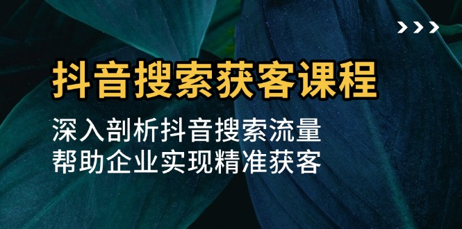 抖音搜索获客课程：深入剖析抖音搜索流量，帮助企业实现精准获客-心语项目网