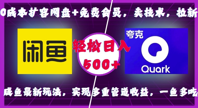 0成本扩容网盘+免费会员，卖技术，拉新，咸鱼最新玩法，实现多重管道收益，一鱼多吃，轻松日入500+-心语项目网