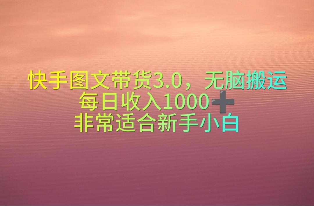 快手图文带货3.0，无脑搬运，每日收入1000＋，非常适合新手小白-心语项目网