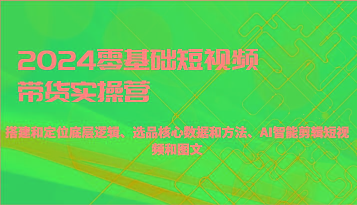 2024零基础短视频带货实操营-搭建和定位底层逻辑、选品核心数据和方法、AI智能剪辑-心语项目网