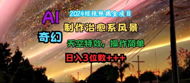 2024短视频掘金项目，AI制作治愈系风景，奇幻天空特效，操作简单，日入3位数【揭秘】-心语项目网