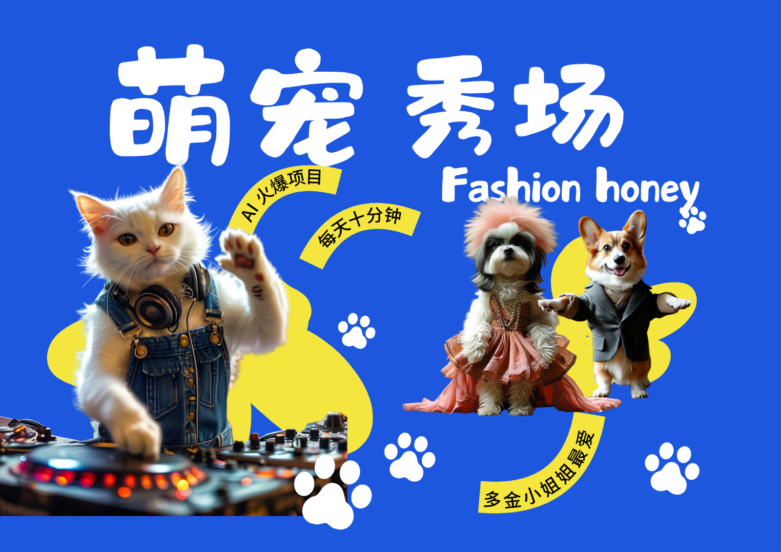 酷飒动物跳舞走秀 时尚喵FASHION汪 多金小姐姐最爱的 轻松月入破W-心语项目网