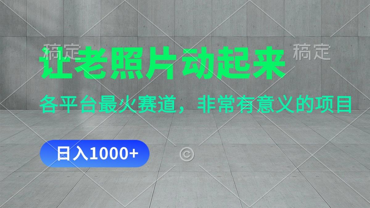 让老照片动起来，一天变现1000+，各平台最火赛道，看完就会-心语项目网