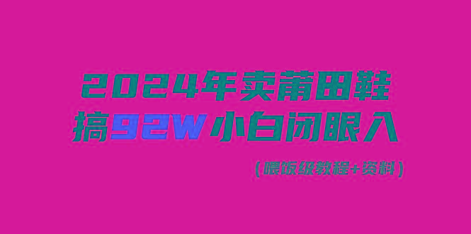 (9329期)2024年卖莆田鞋，搞了92W，小白闭眼操作！-心语项目网