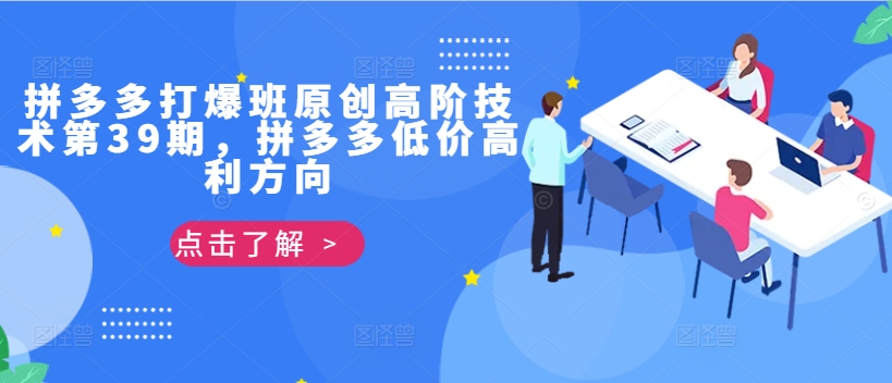拼多多打爆班原创高阶技术第39期，拼多多低价高利方向-心语项目网
