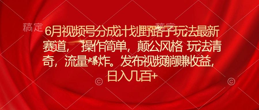 6月视频号分成计划野路子玩法最新赛道操作简单，颠公风格玩法清奇，流…-心语项目网