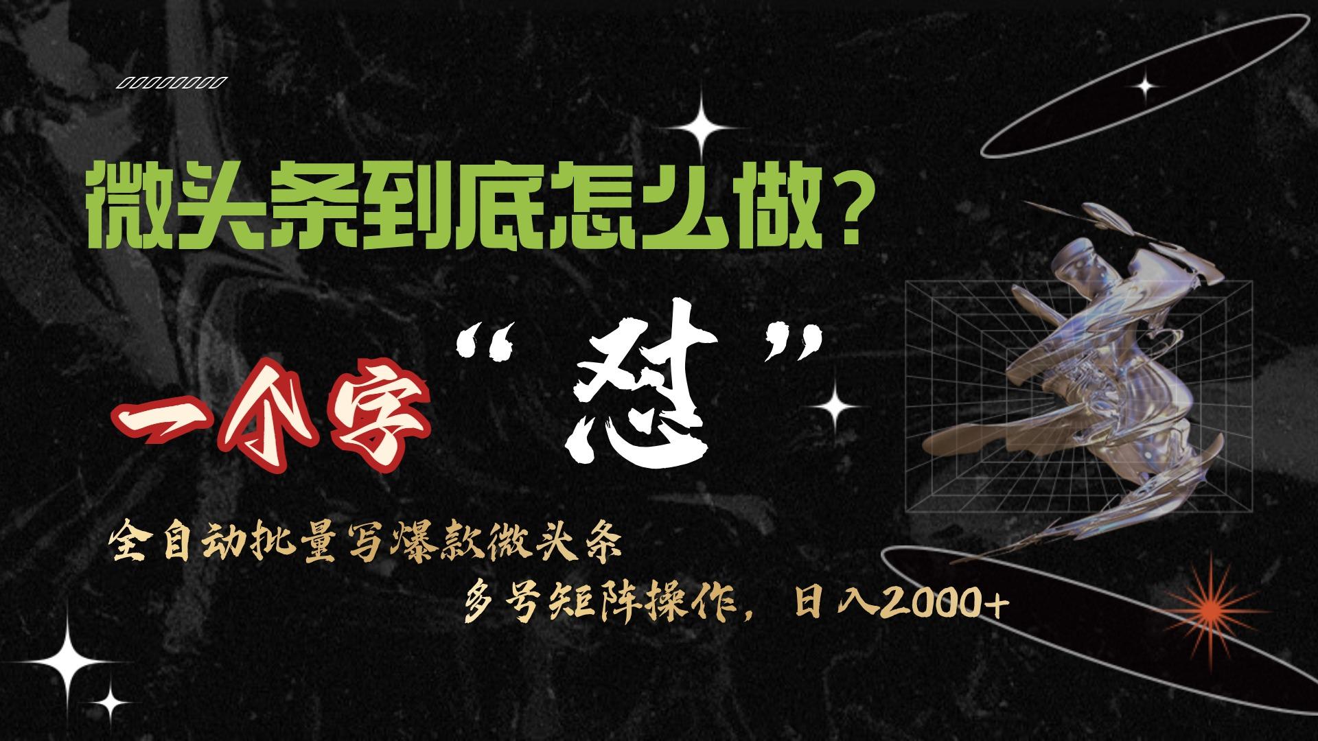 (9809期)微头条最新最强连怼操作，10分钟50条，真正解放双手，月入1w+-心语项目网