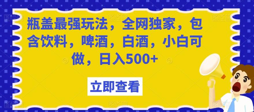 瓶盖最强玩法，全网独家，包含饮料，啤酒，白酒，小白可做，日入500+【揭秘】-心语项目网