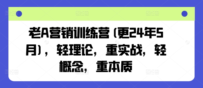 老A营销训练营(更25年4月)，轻理论，重实战，轻概念，重本质-心语项目网