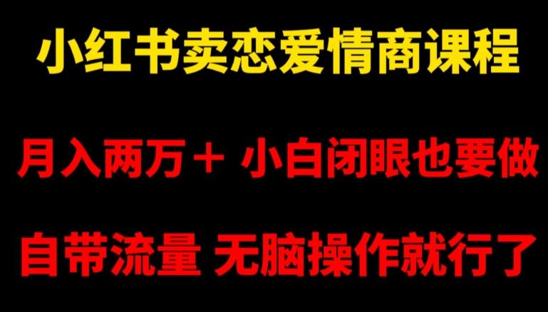 小红书卖恋爱情商课程，月入两万＋，小白闭眼也要做，自带流量，无脑操作就行了【揭秘】-心语项目网