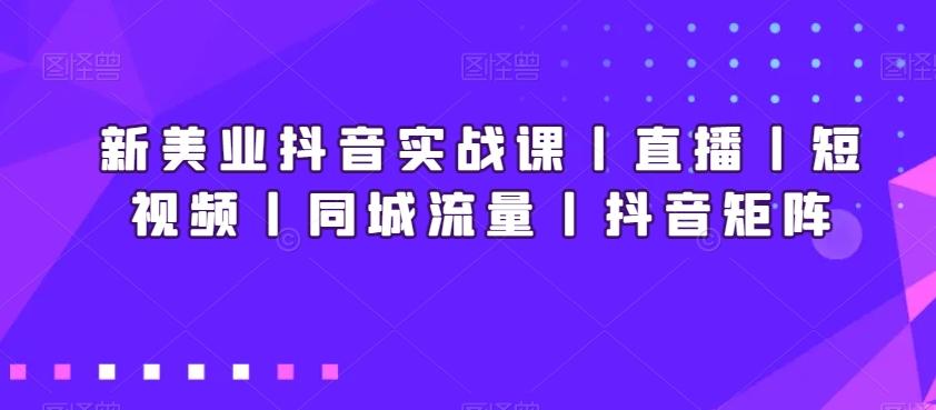 新美业抖音实战课丨直播丨短视频丨同城流量丨抖音矩阵-心语项目网