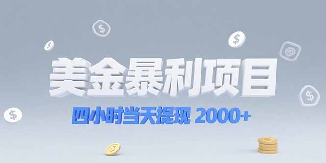 美金暴利项目，四小时当天提现 2000+机会留给会选赛道的人-心语项目网