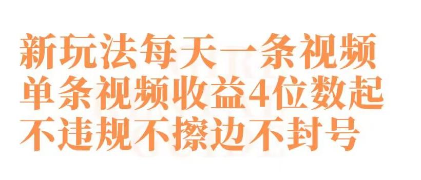 快手新玩法每天一条视频单条视频收益4位数起不违规不擦边不封号【揭秘】-心语项目网