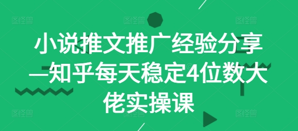 小说推文推广经验分享—知乎每天稳定4位数大佬实操课-心语项目网