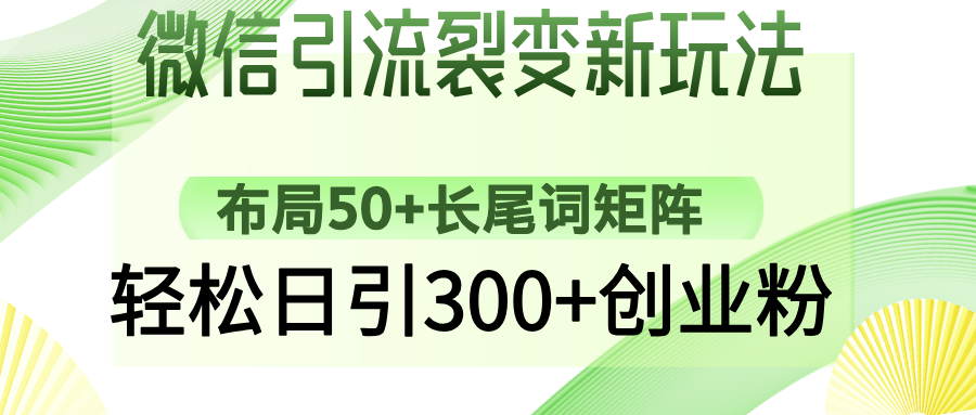 微信引流裂变新玩法：布局50+长尾词矩阵，轻松日引300+创业粉-心语项目网