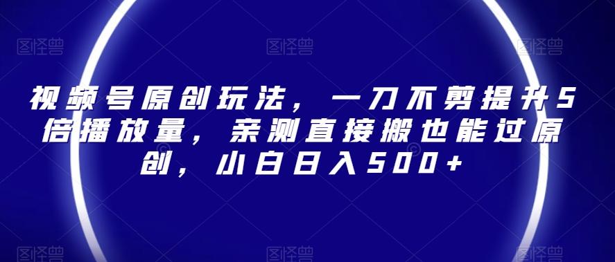视频号原创玩法，一刀不剪提升5倍播放量，亲测直接搬也能过原创，小白日入500+【揭秘】-心语项目网