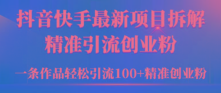 (9447期)2024年抖音快手最新项目拆解视频引流创业粉，一天轻松引流精准创业粉100+-心语项目网